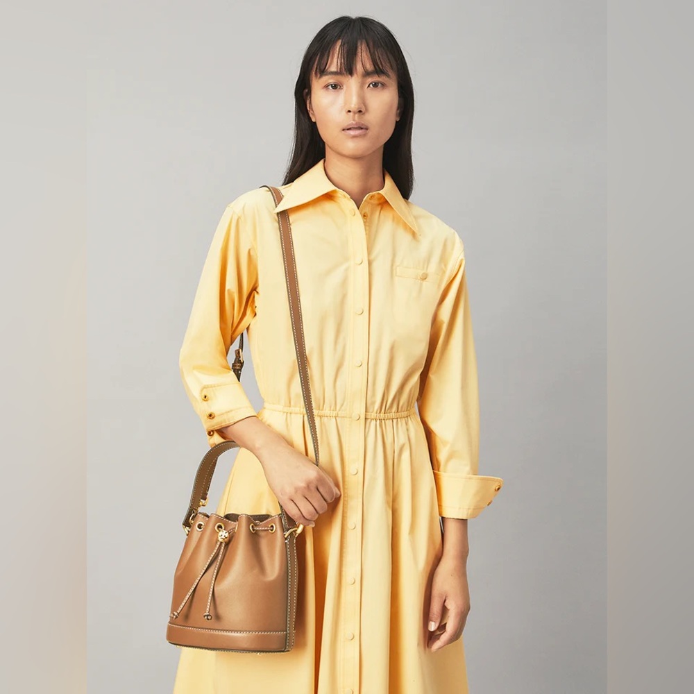 Tory Burch Brown Leather Bucket Bag